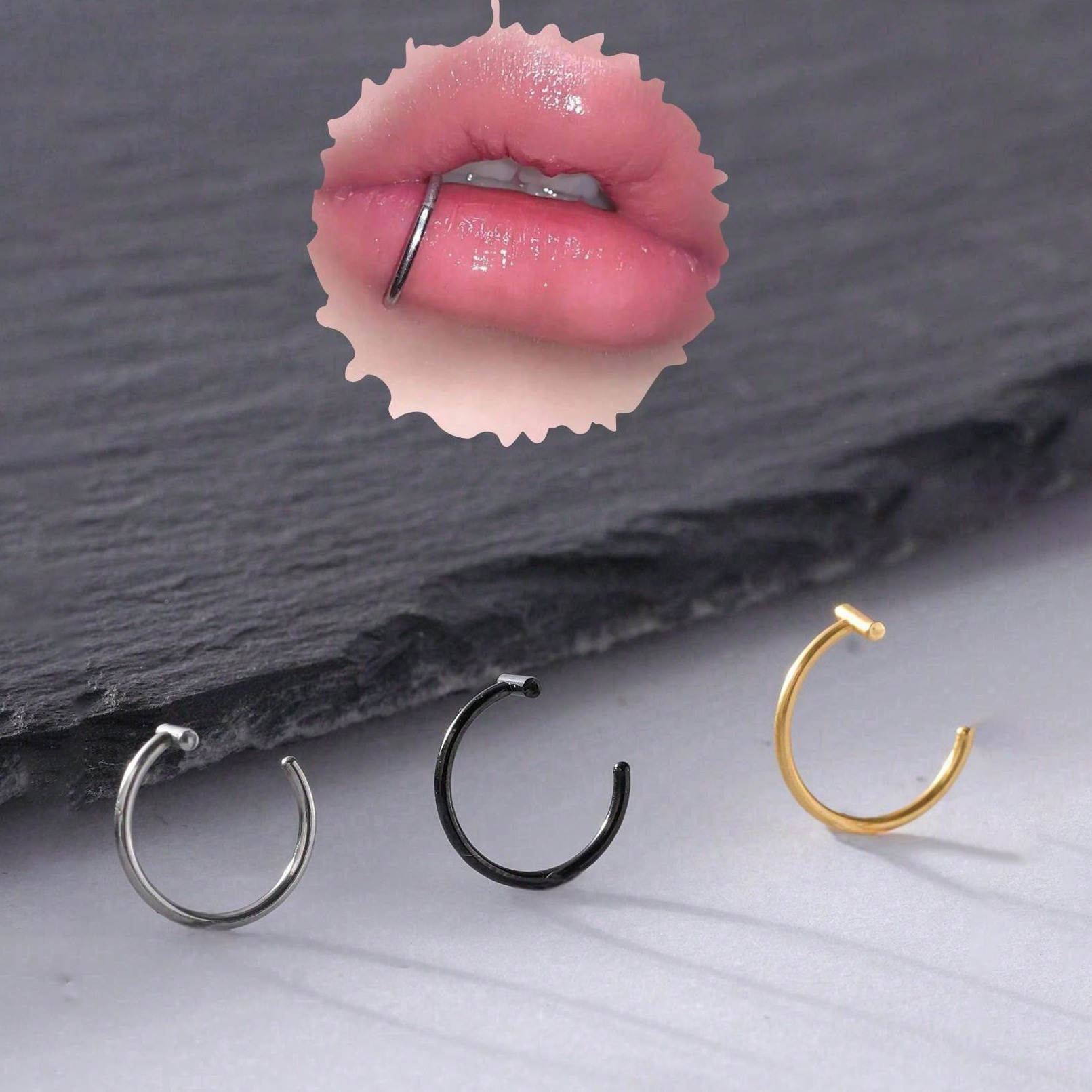 Horizontal Bar C-Shaped Nose Ring, Non-Pierced Septum Jewelry